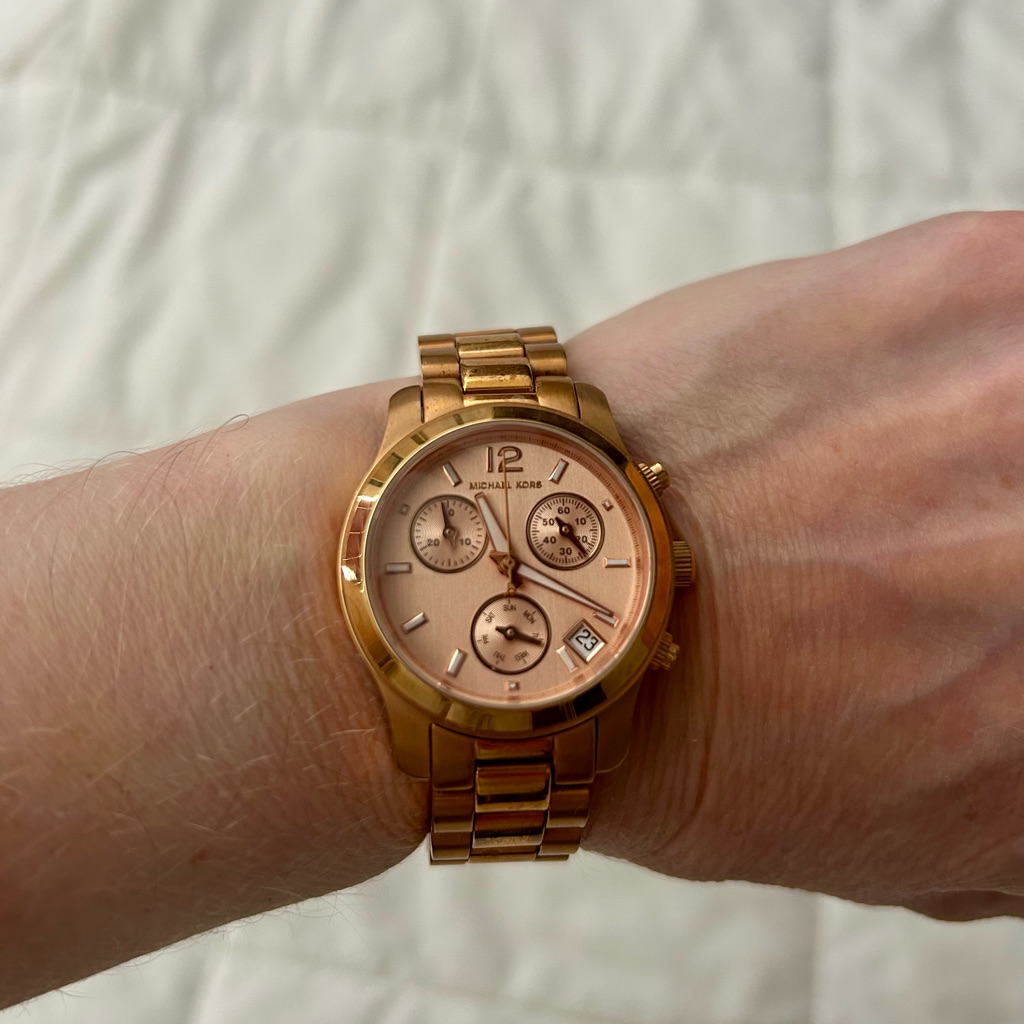 Michael Kors Rose Gold-Tone Chronograph Link Watch